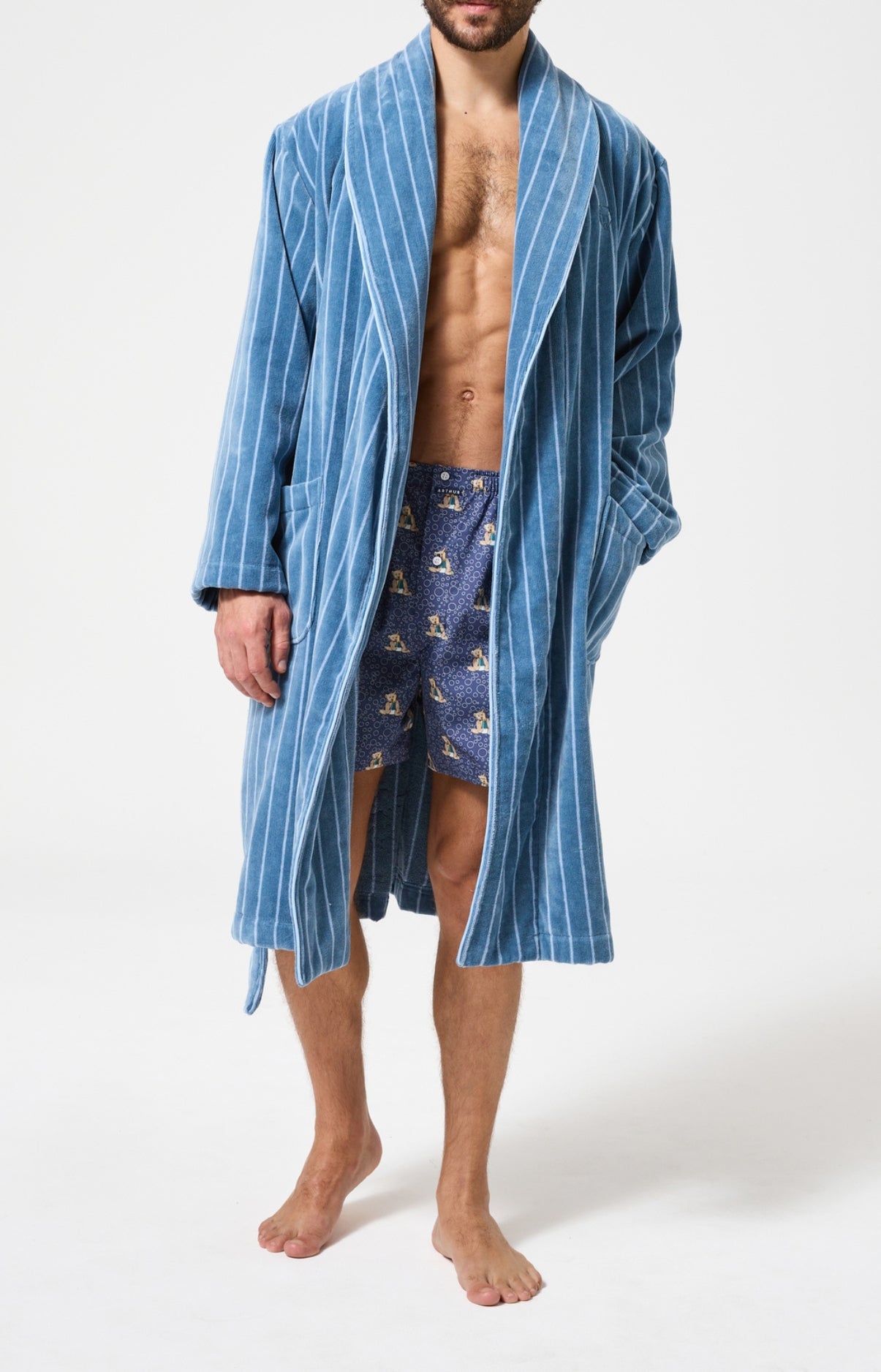 Peignoir Rayures gris bleu homme 4
