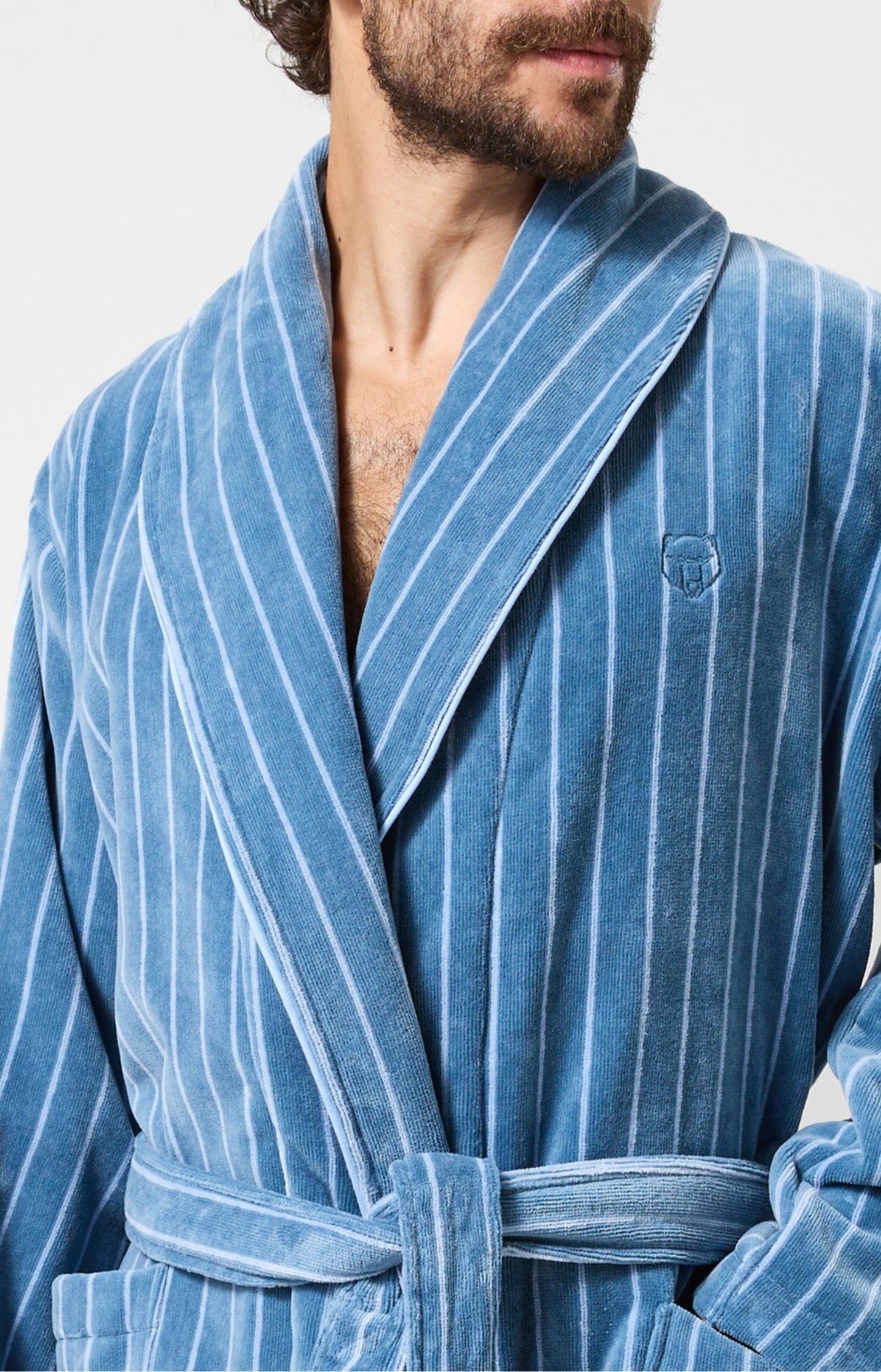 Peignoir Rayures gris bleu homme 2