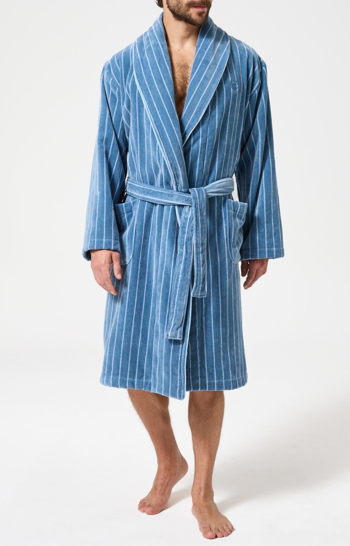 Peignoir Rayures gris bleu homme 1