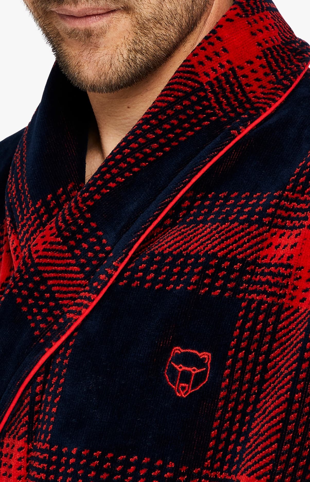 Peignoir Homme en feu a carreau Rouge 2