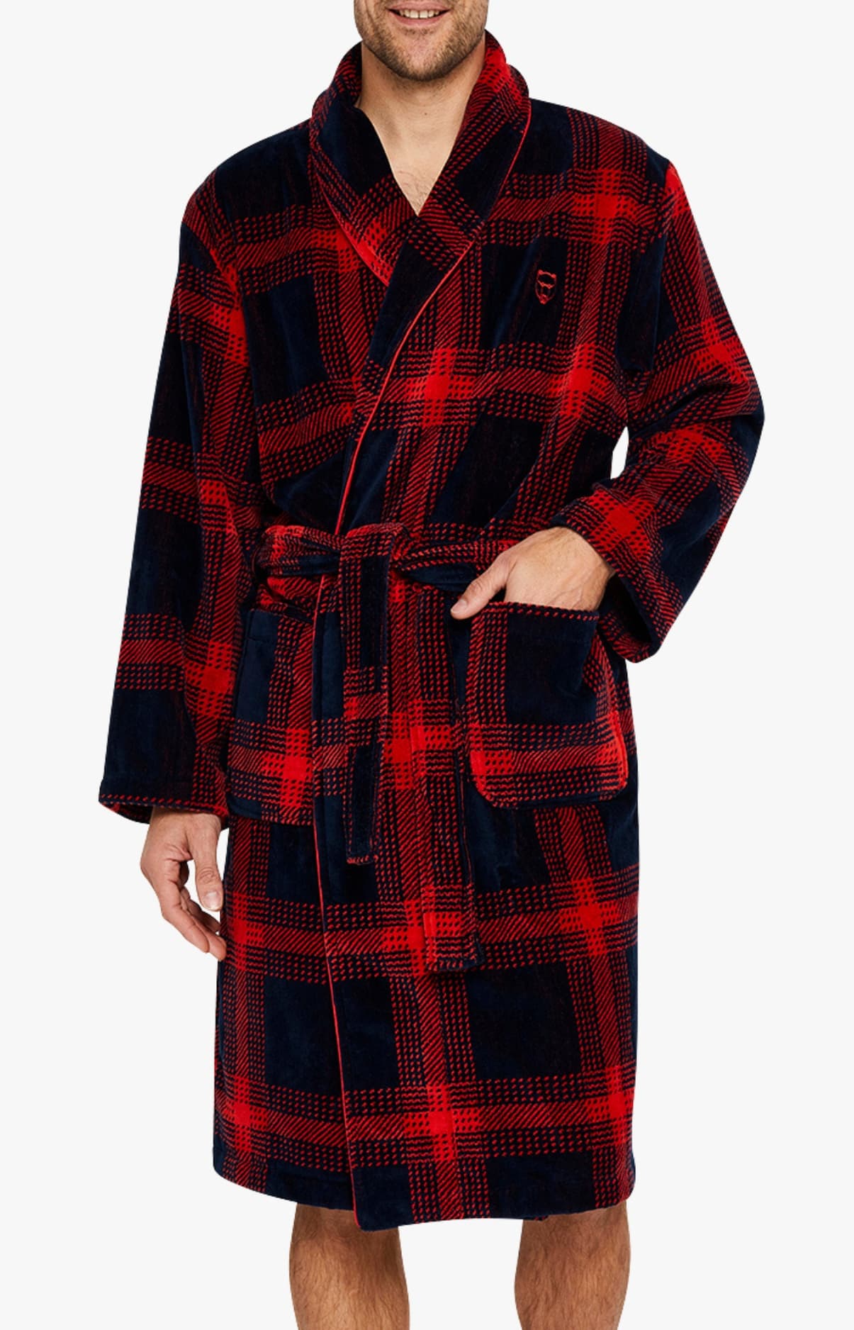 Peignoir Homme en feu a carreau Rouge 4