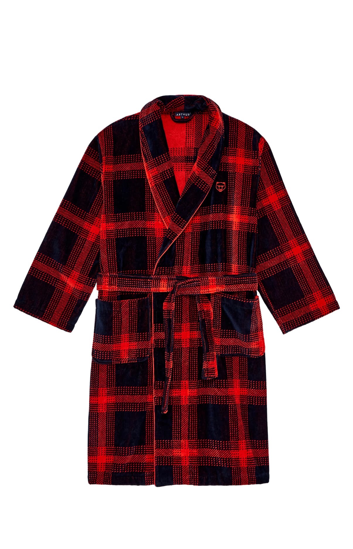 Peignoir Homme en feu a carreau Rouge 3