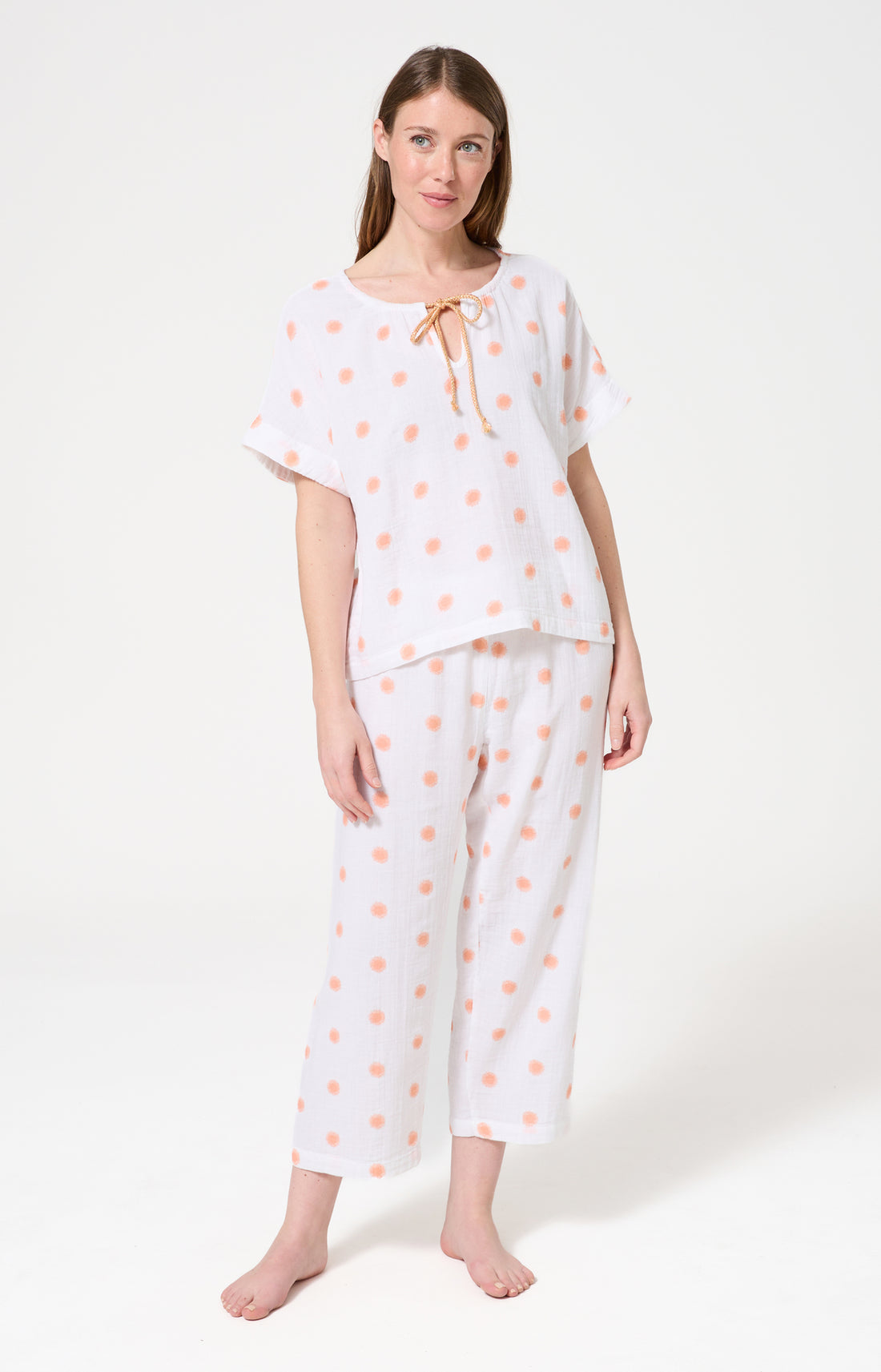 Pyjama Femme Soleil Manches courtes Imprimé soleils oranges 1