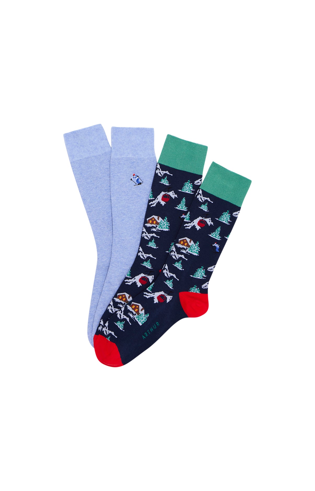 Chaussettes Homme Noël en altitude MARINE 2