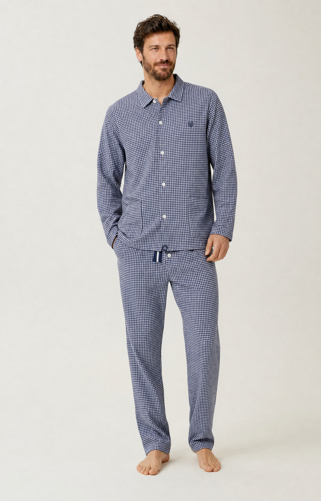 Pyjama boutonné en flanelle de coton - Elie