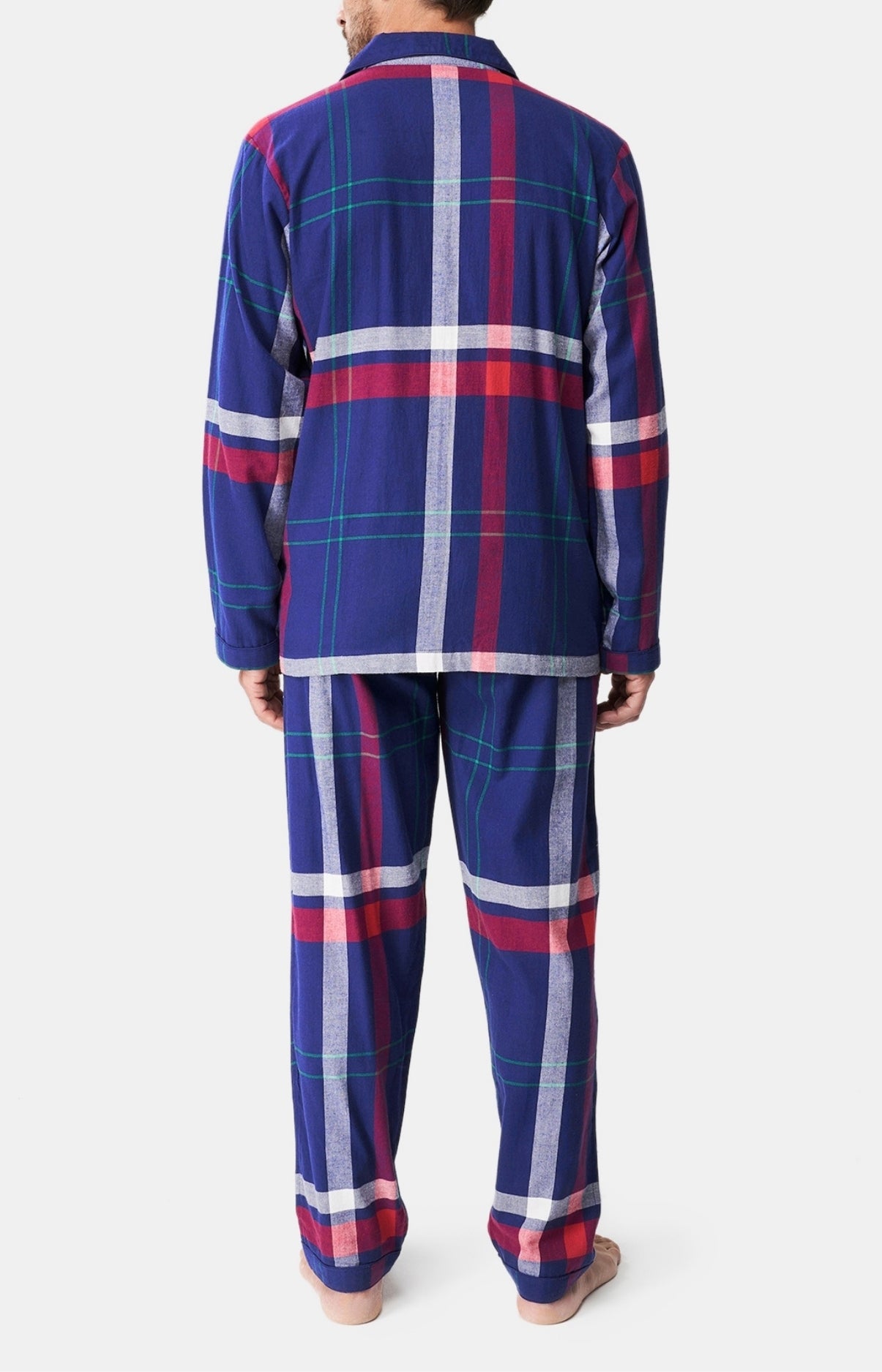 Pyjama long boutonné Femme Carreaux Hugo Marine 5