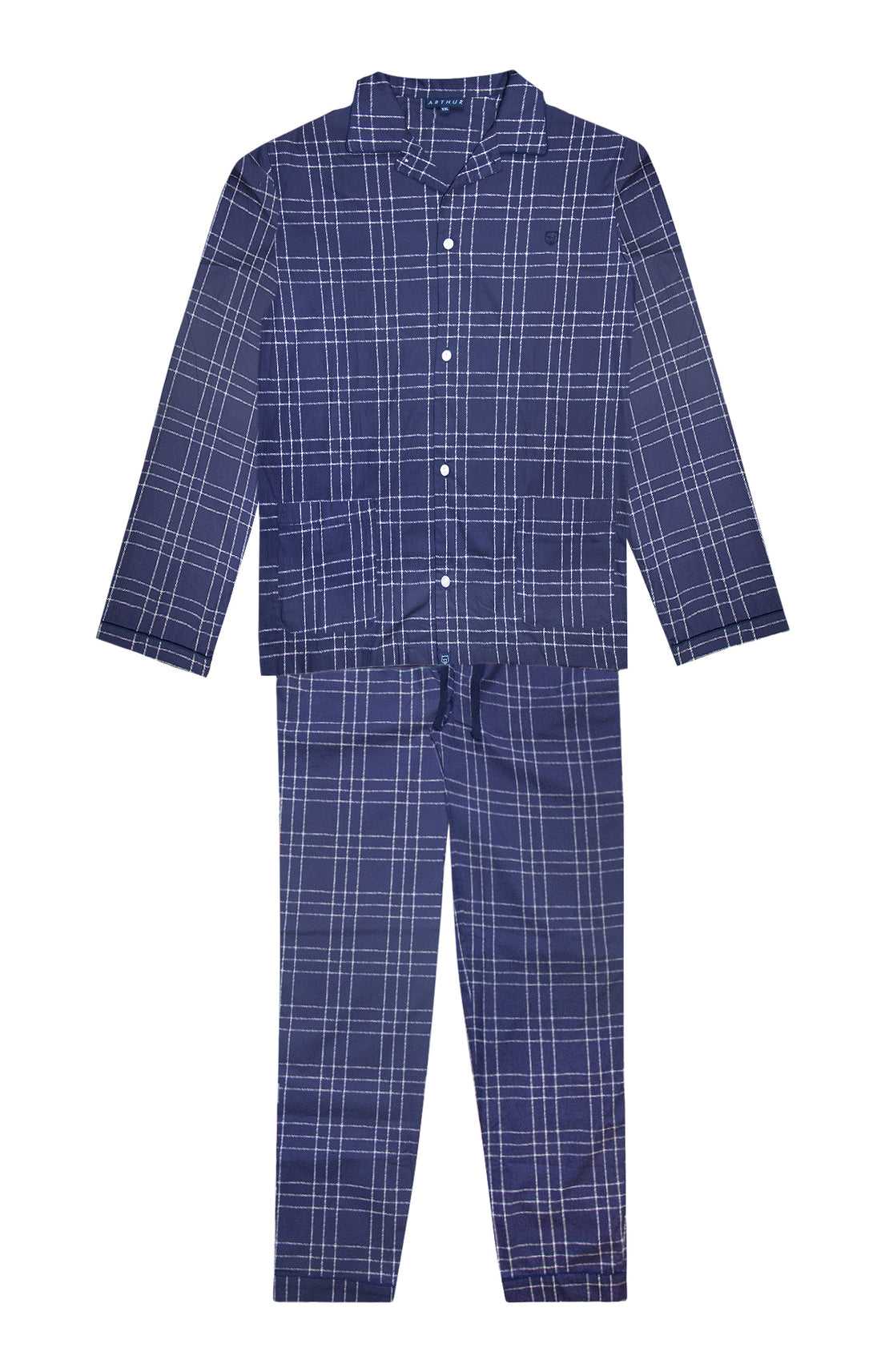 Pyjama long boutonné Homme Femme Lewis Marine 3