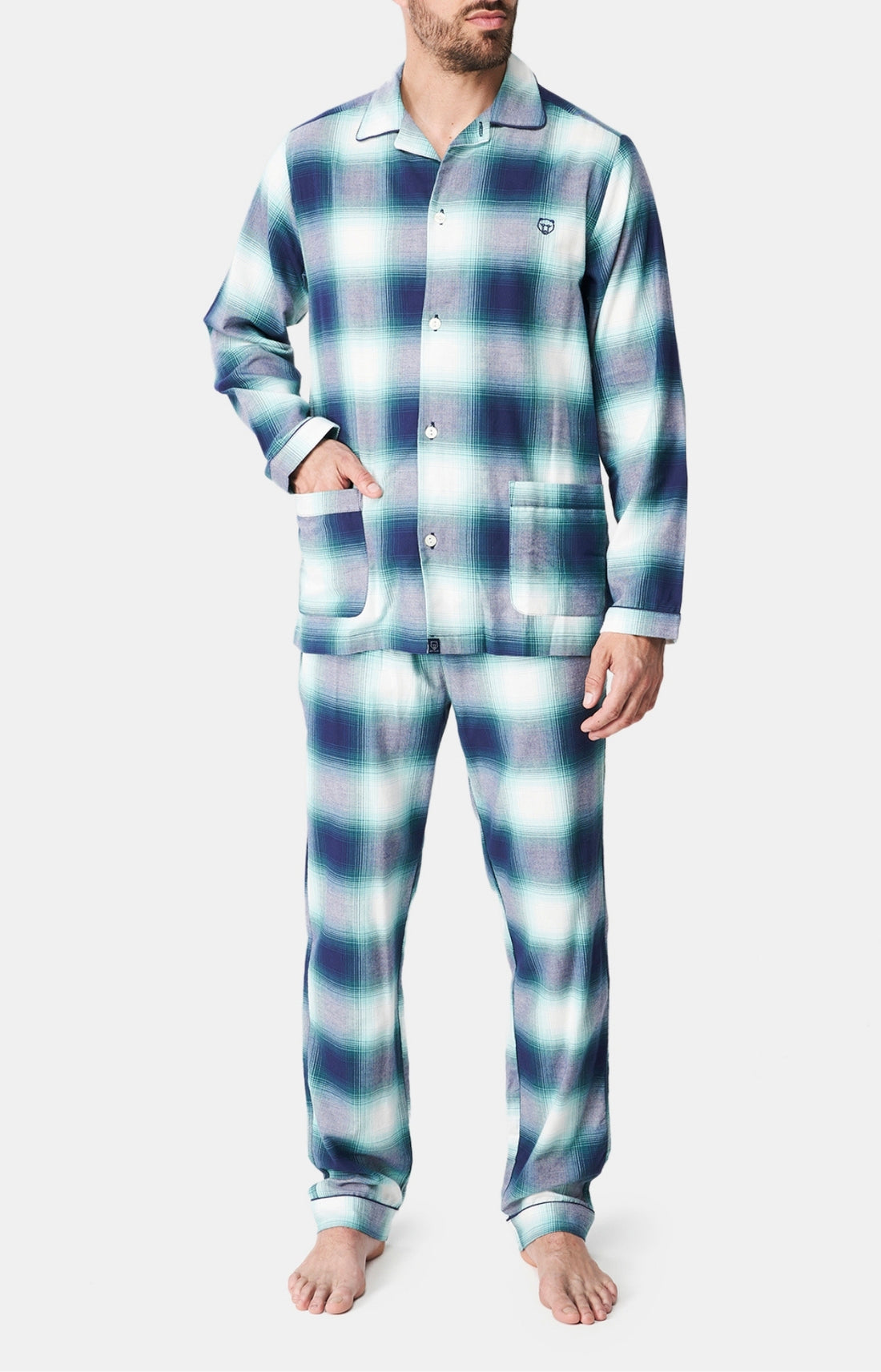 Pyjama long boutonné Femme Liam Marine 1