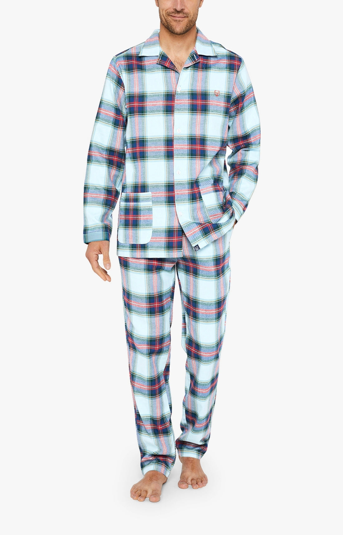 Pyjama long boutonné Homme Logan Glace Bleu 1
