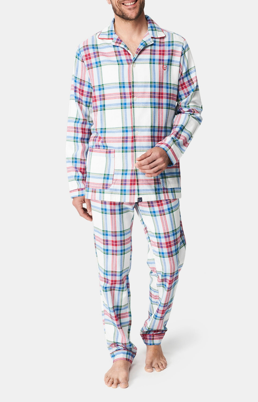 Pyjama long boutonné Femme Logan Blanc et Ivoire 1