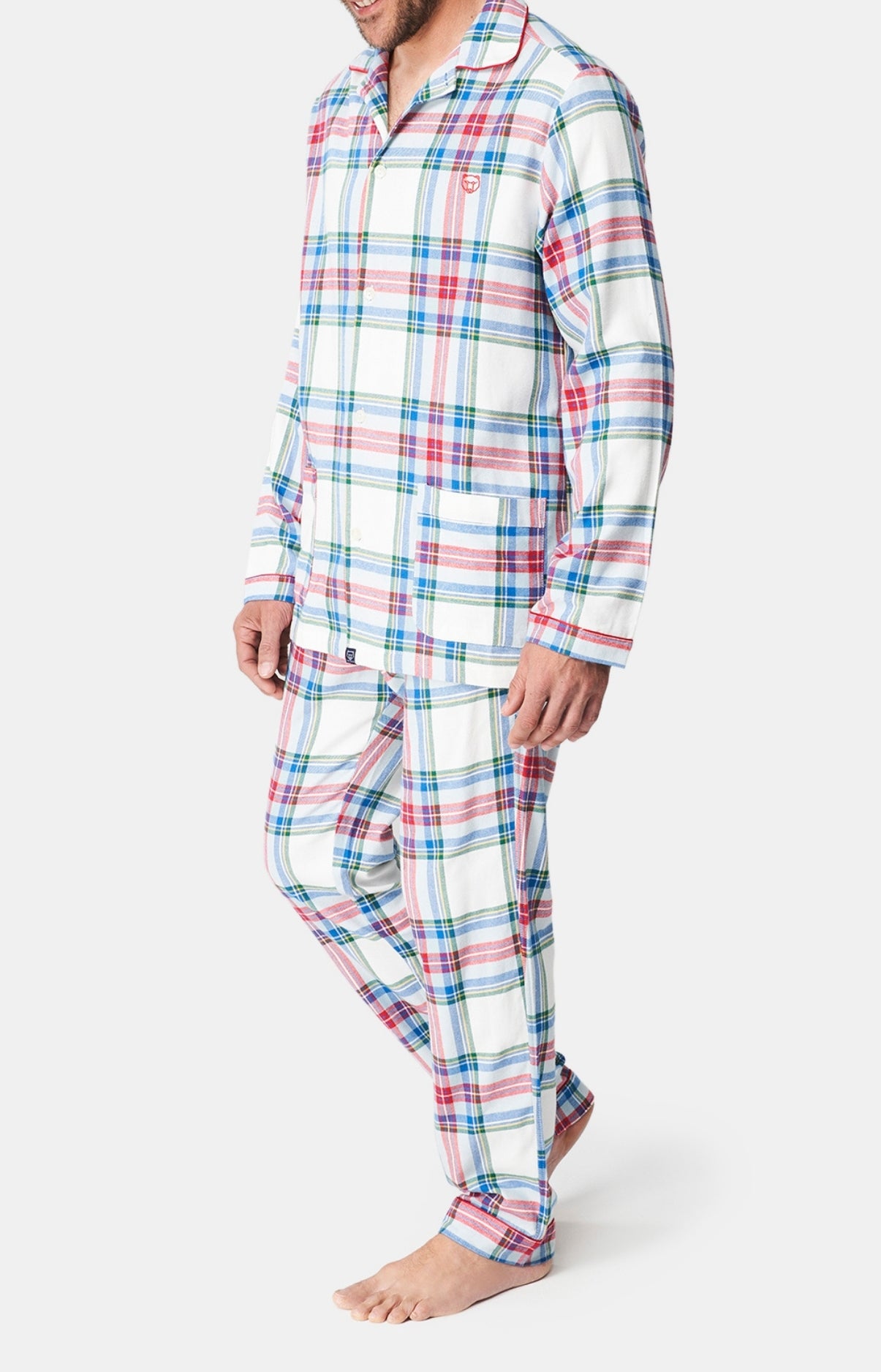 Pyjama long boutonné Femme Logan Blanc et Ivoire 4