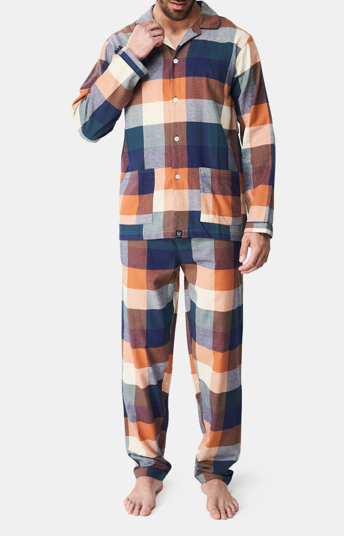 Pyjama long boutonné Femme Carreaux oslo Vert 1