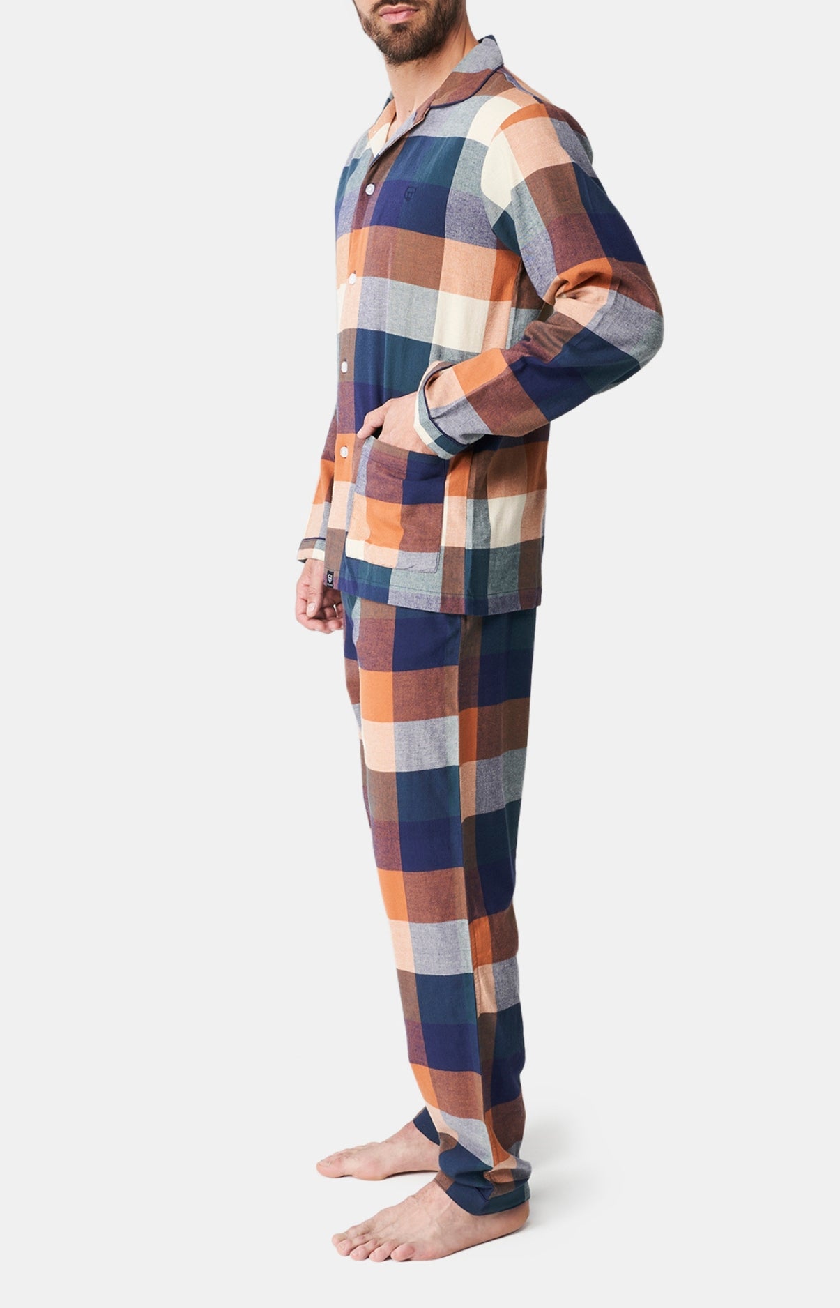 Pyjama long boutonné Femme Carreaux oslo Vert 4
