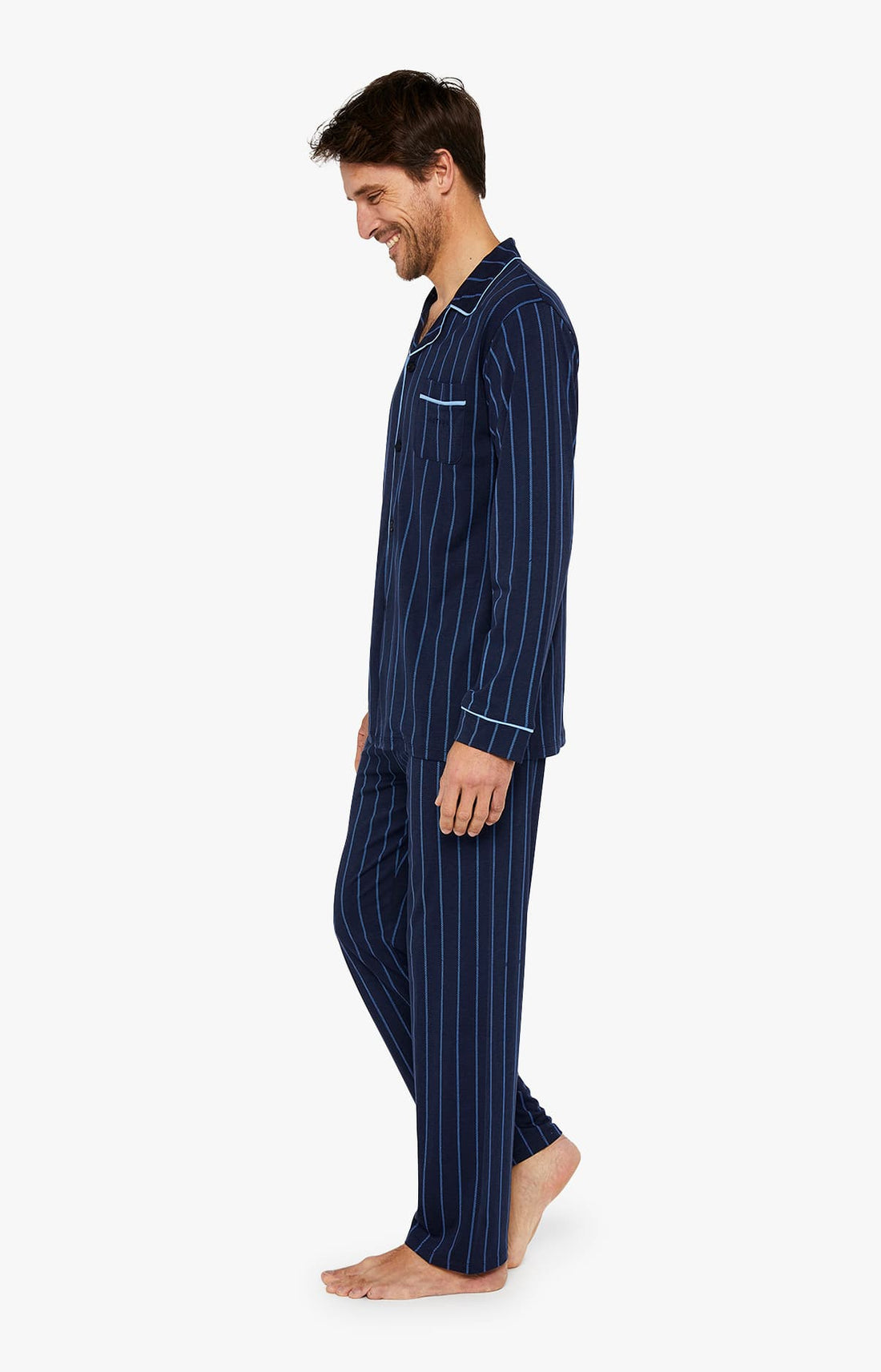 Pyjama long boutonné Homme Tradi Marine 3