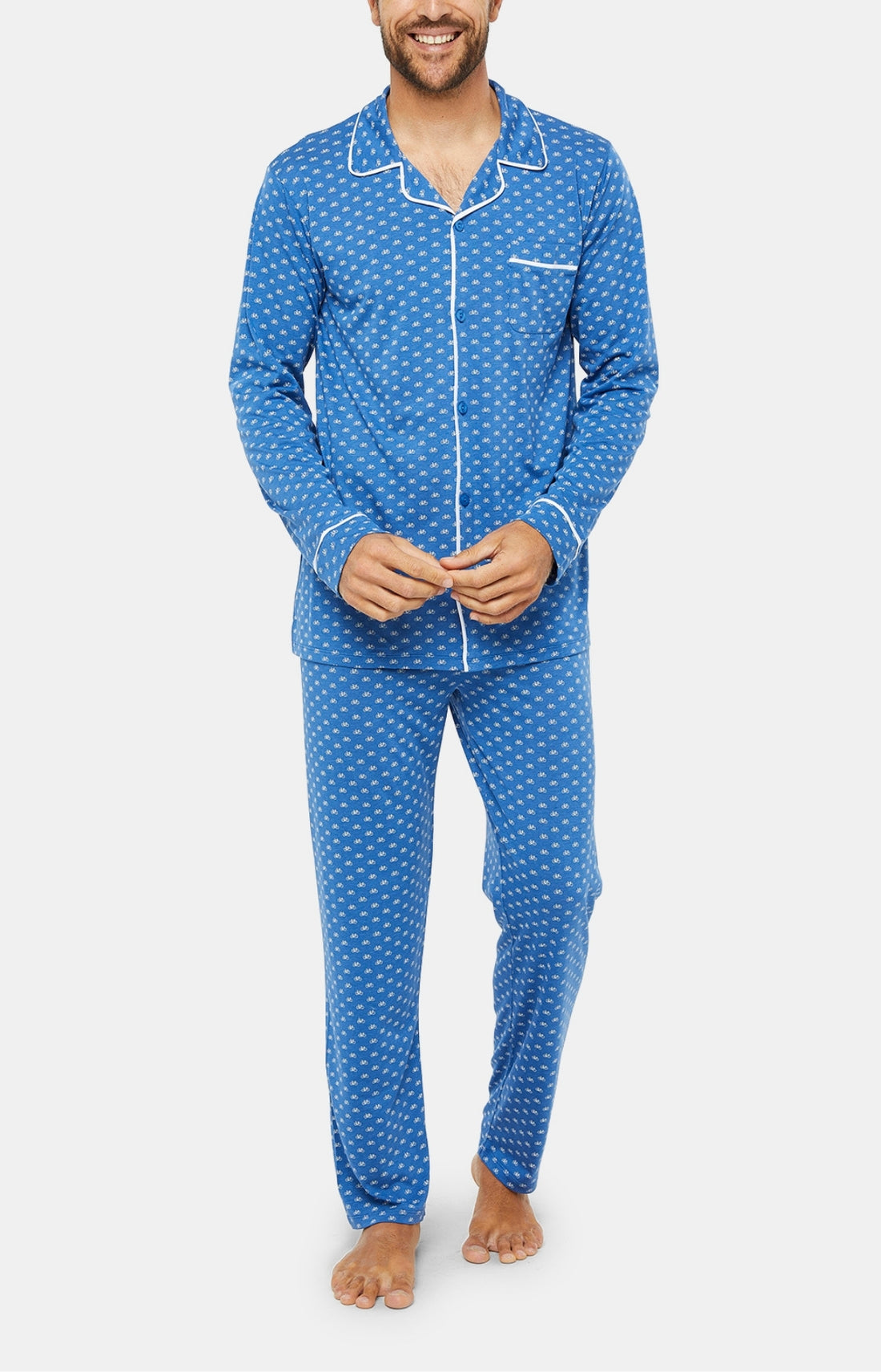 Pyjama long boutonné Homme Petit Vélo Bleu 1