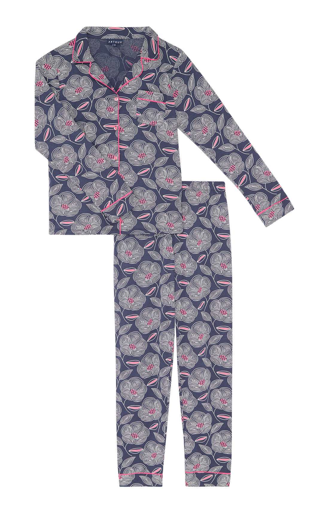 Pyjama long boutonné Femme Anémone Marine 3