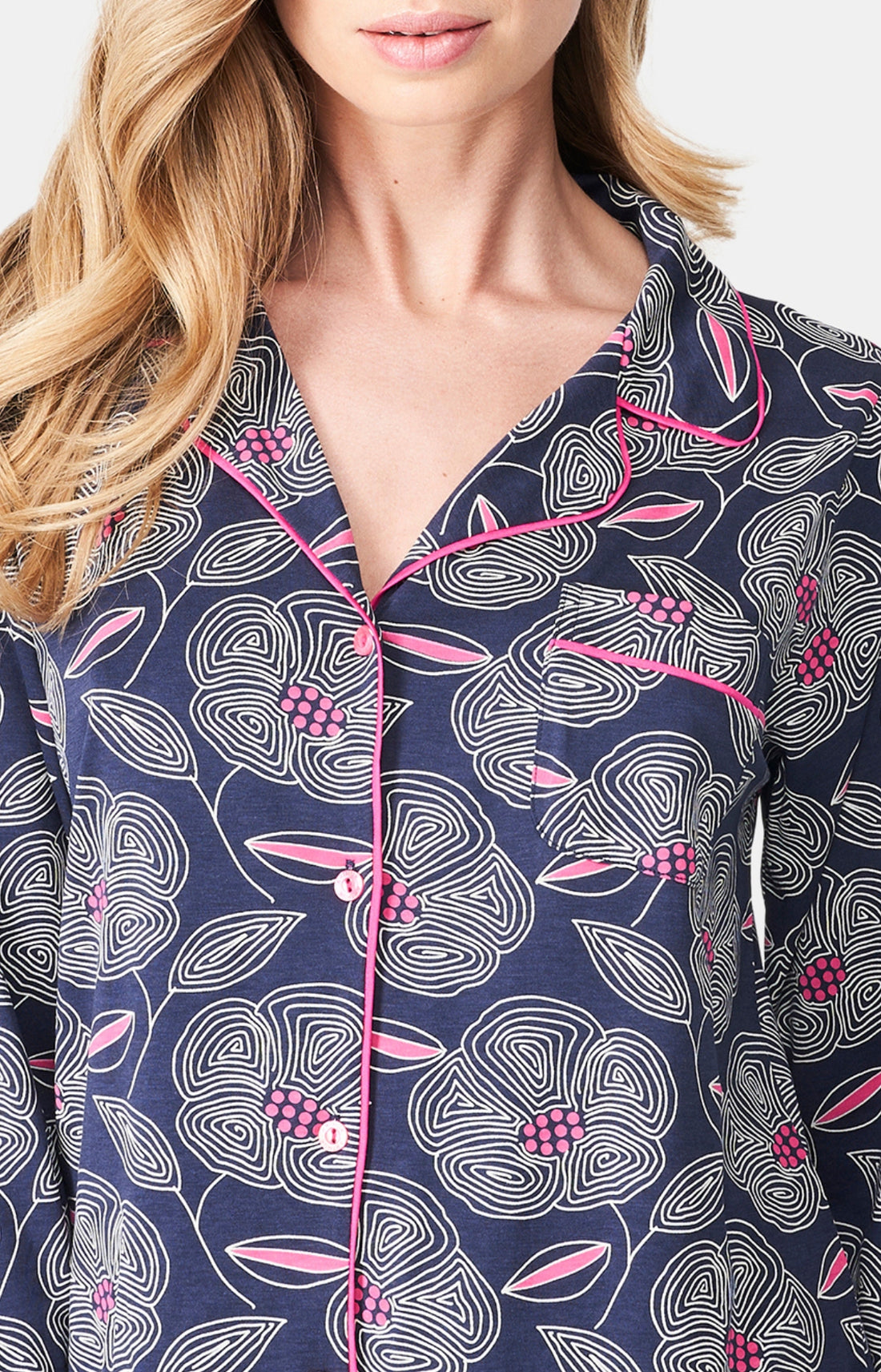 Pyjama long boutonné Femme Anémone Marine 2