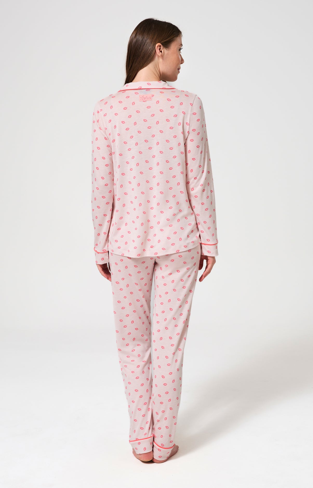 Pyjama Femme Kiss Manches longues Imprimé bisous rouge à lèvre 6