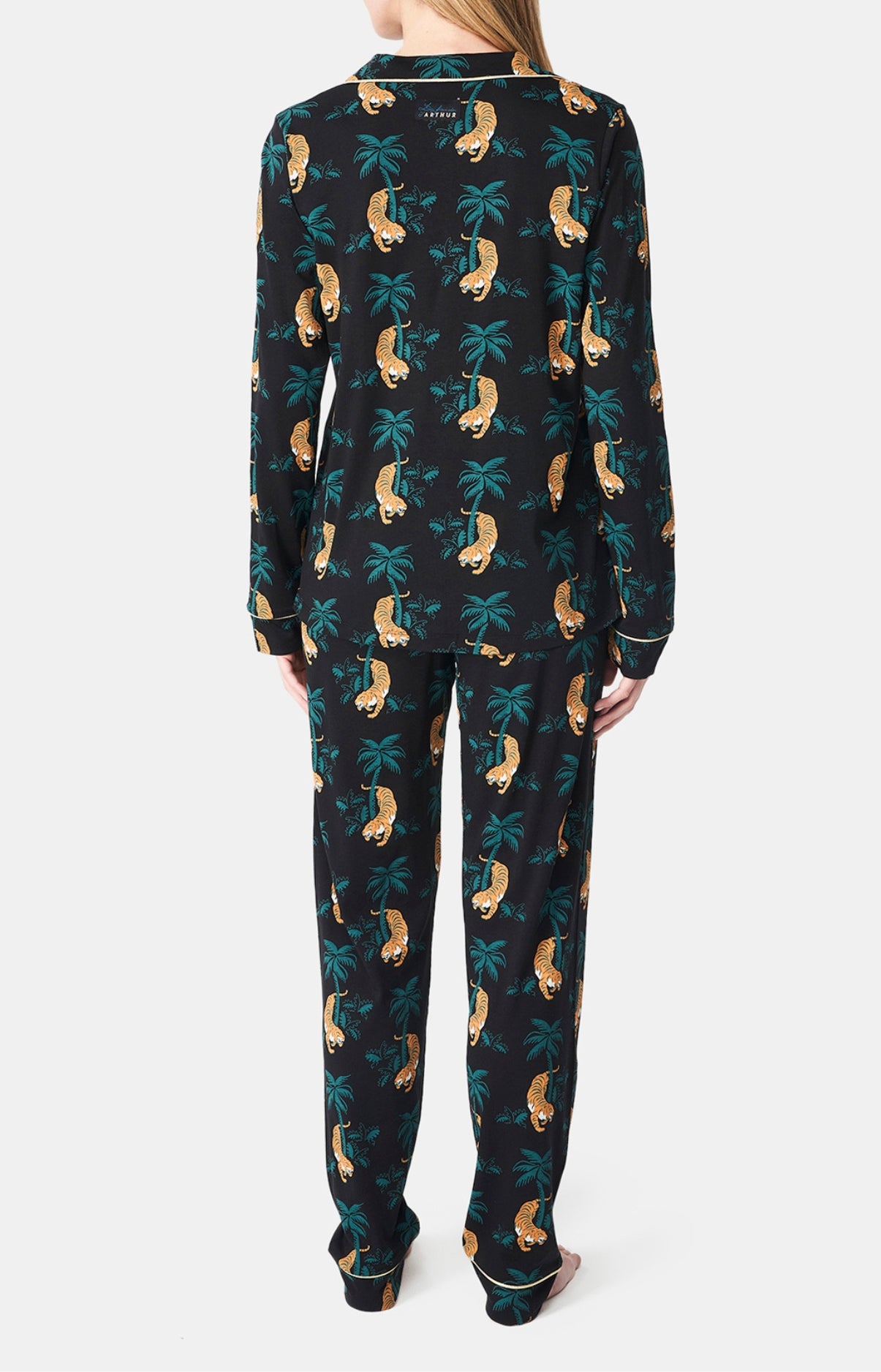 Pyjama long boutonné Femme Tigre Noir 5