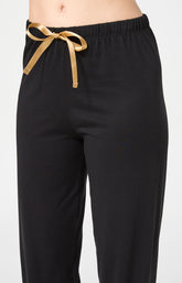 Pyjama long uni noir boutonné femme 6