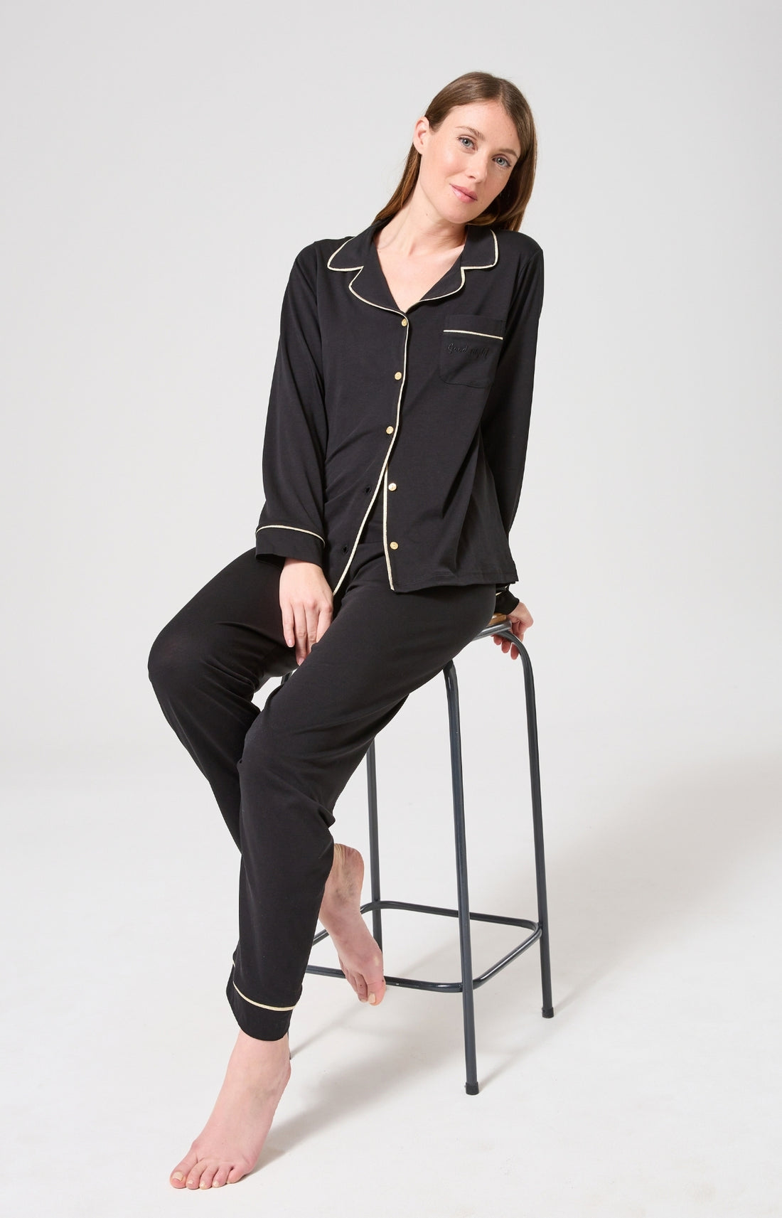 Pyjama boutonné Noir - Tradi