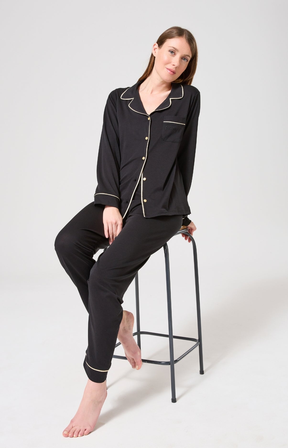 Pyjama boutonné Noir - Tradi