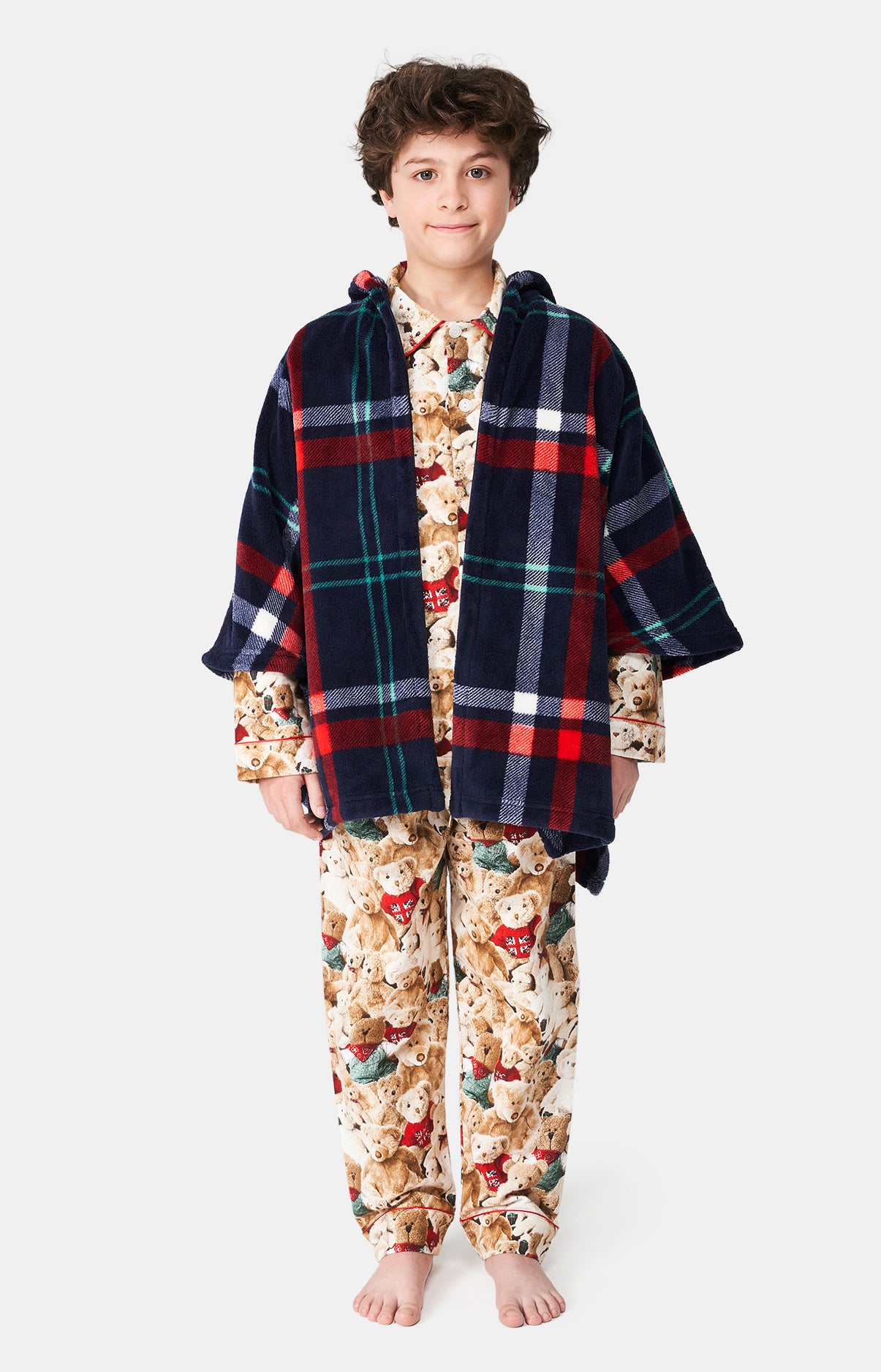 Poncho Enfant Carreaux Hugo Marine 1