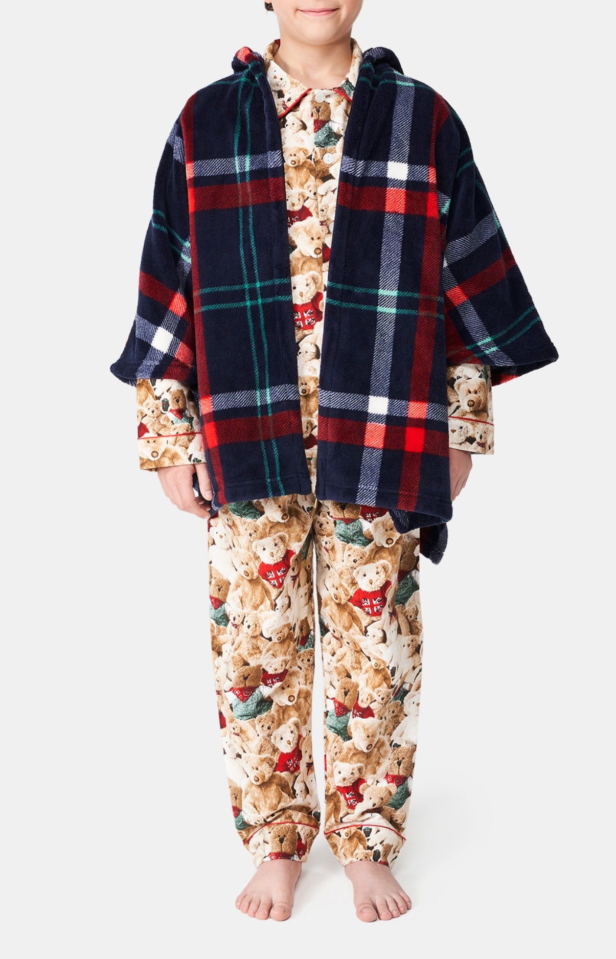 Poncho Enfant Carreaux Hugo Marine 1