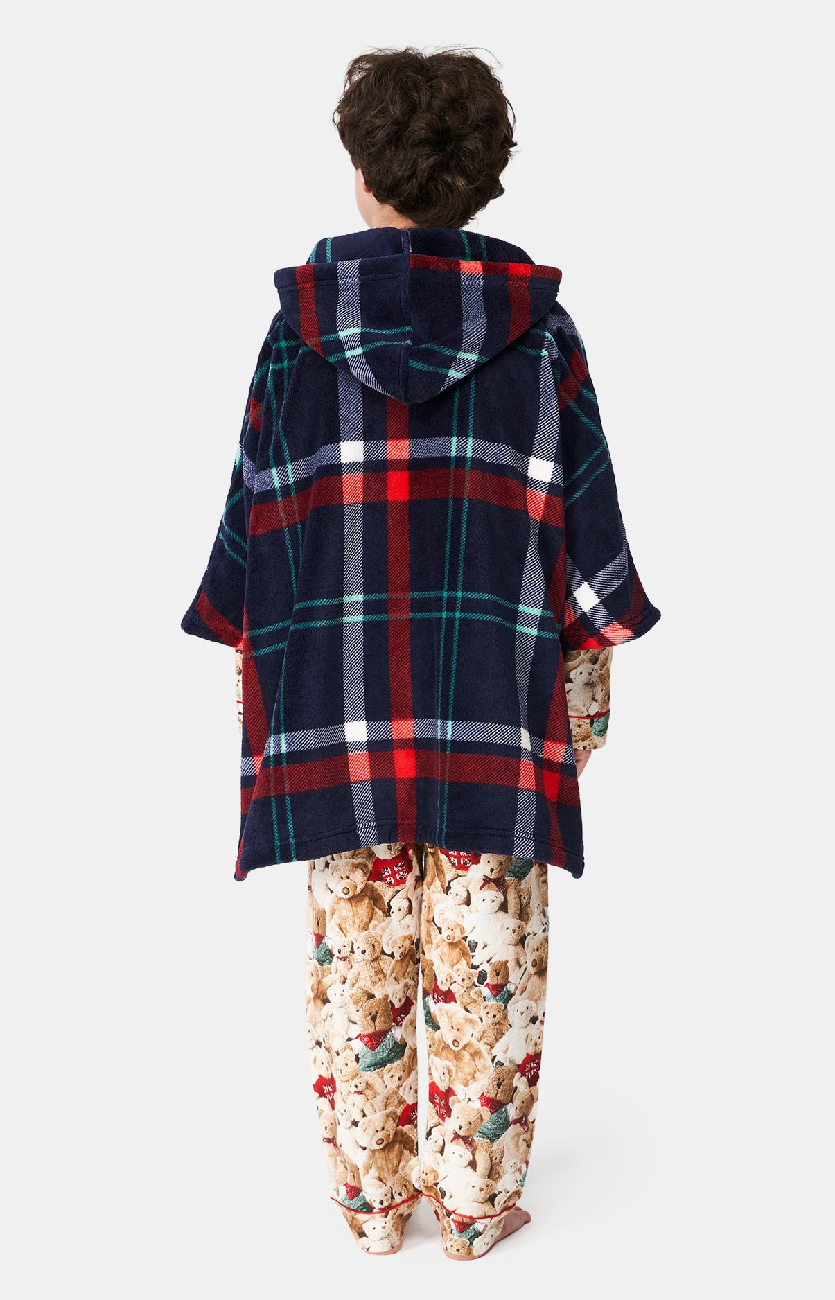 Poncho Enfant Carreaux Hugo Marine 5