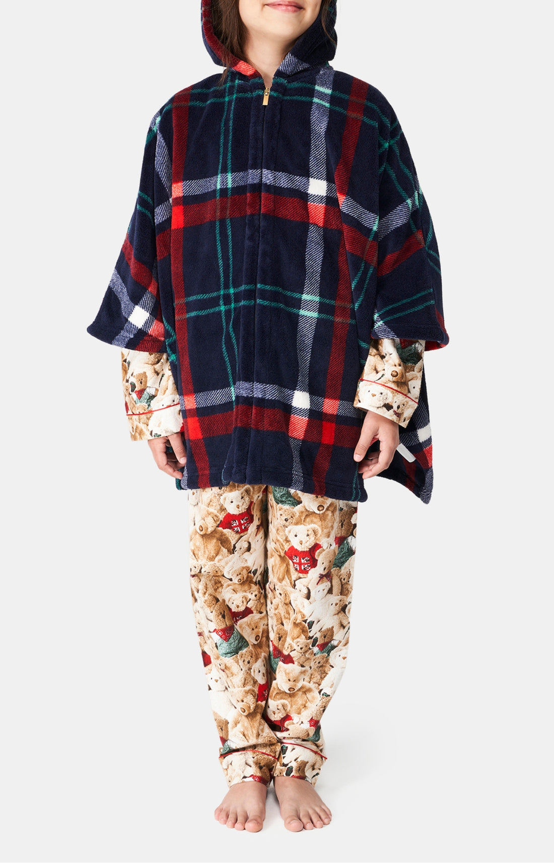 Poncho Enfant Carreaux Hugo Marine 2