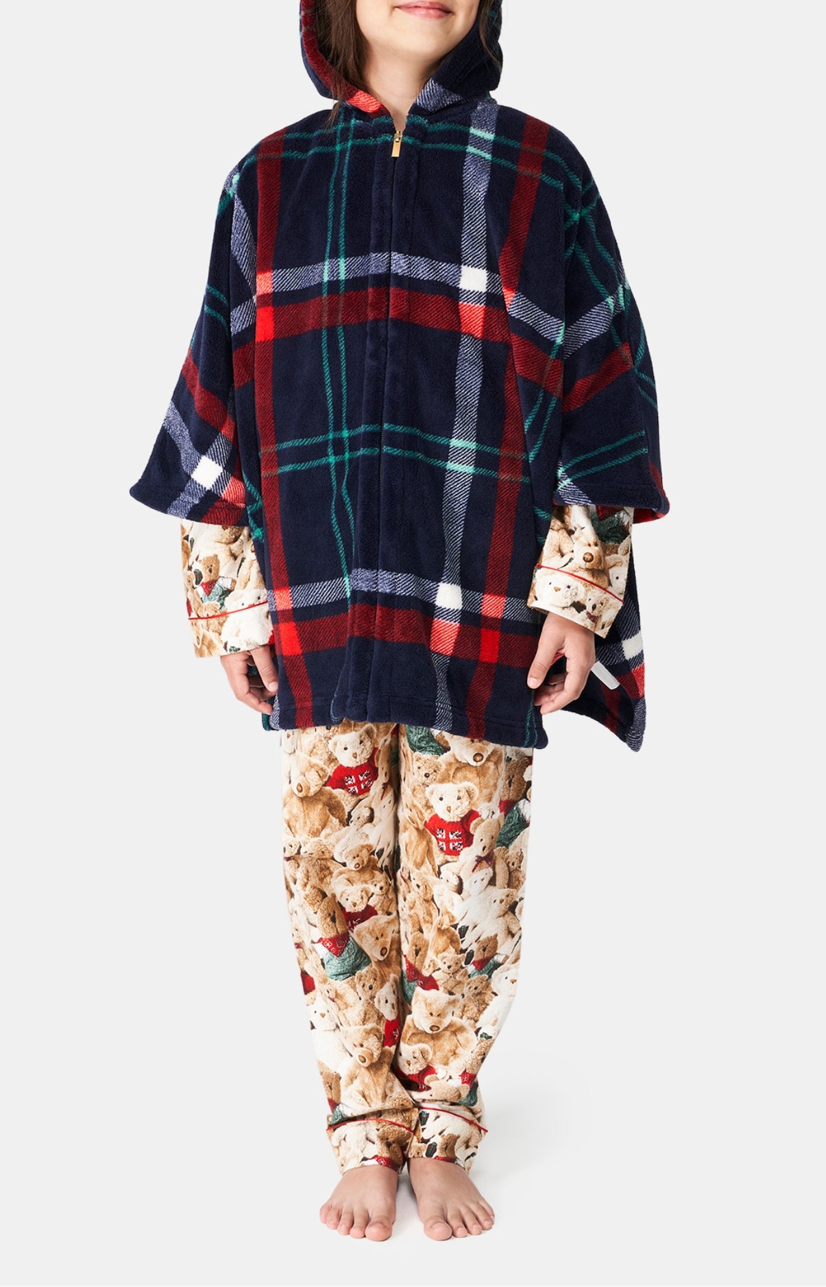 Poncho Enfant Carreaux Hugo Marine 2