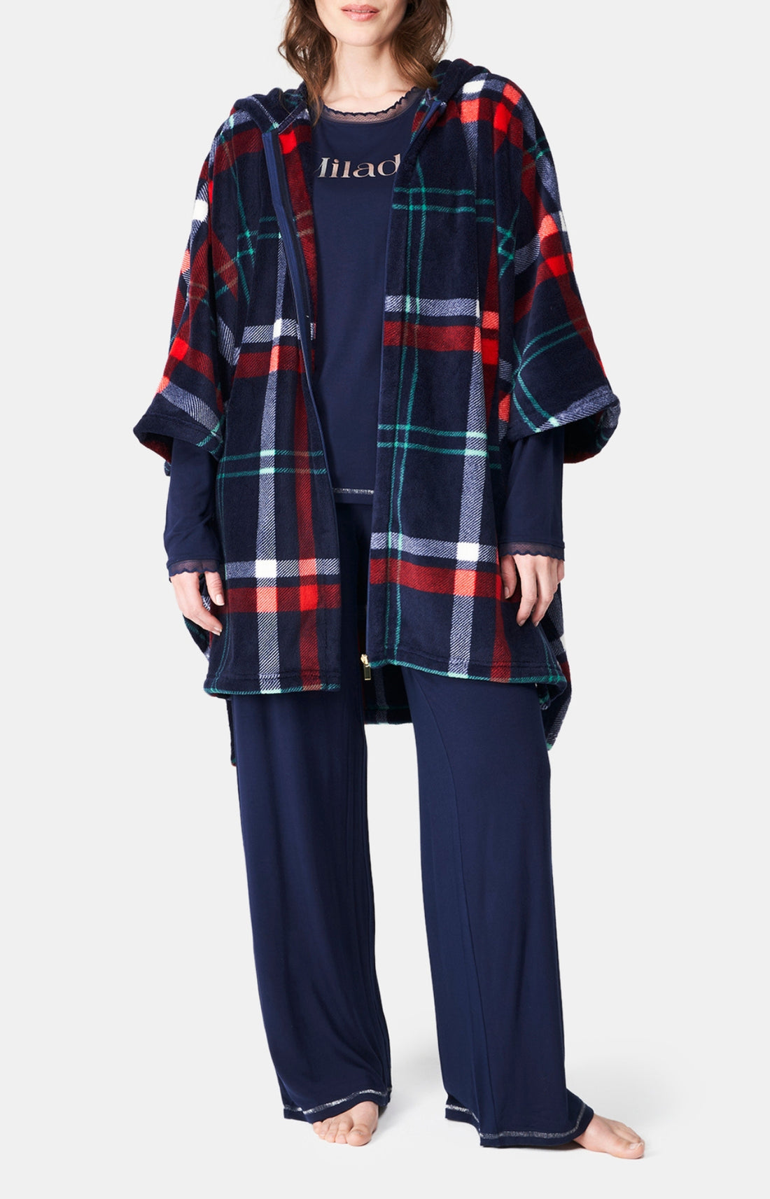 Poncho Enfant Carreaux Hugo Marine 1