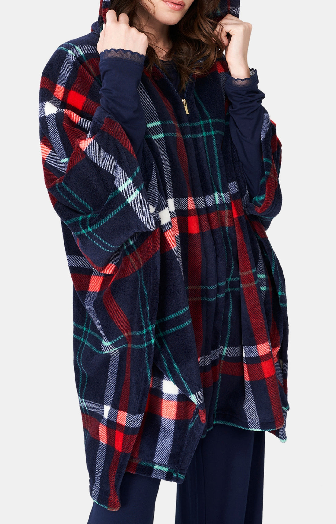 Poncho Enfant Carreaux Hugo Marine 2