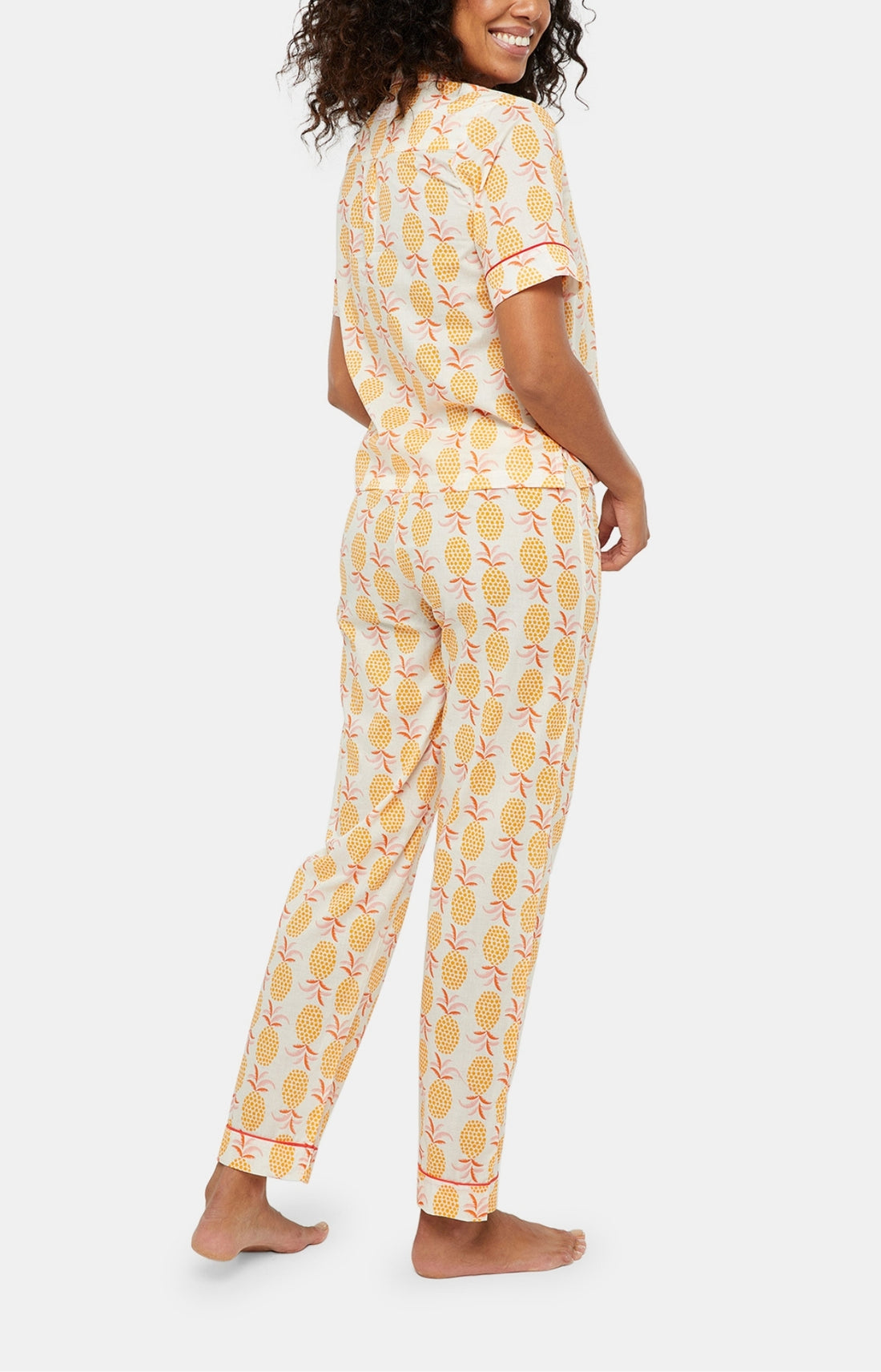 Pyjama long boutonné Femme Ananas Jaune 2