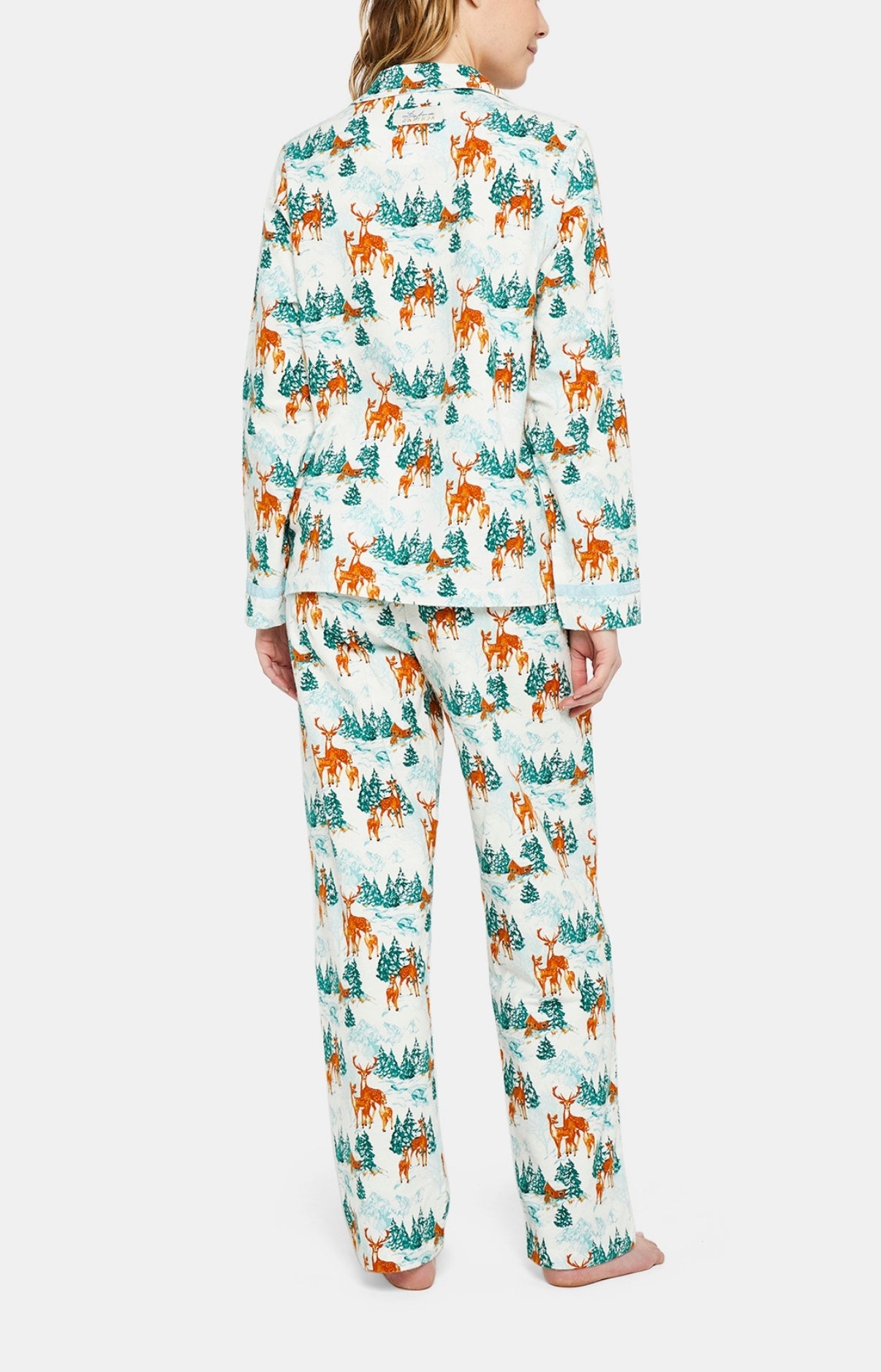 Pyjama long boutonné Femme Faon des Neiges Blanc et Ivoire 3