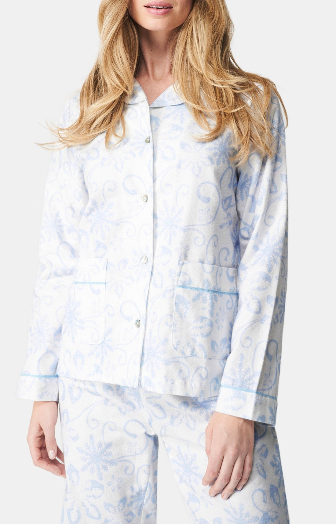 Pyjama long boutonné Femme Dreamland Blanc et Ivoire 2