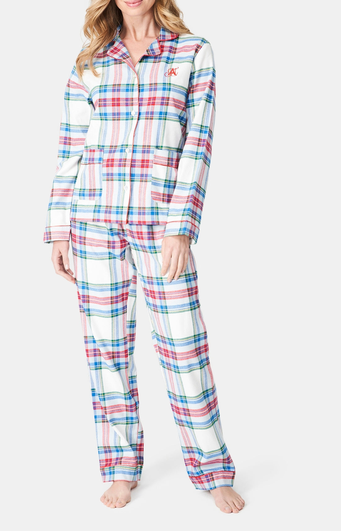 Pyjama long boutonné Femme Logan Blanc et Ivoire 1