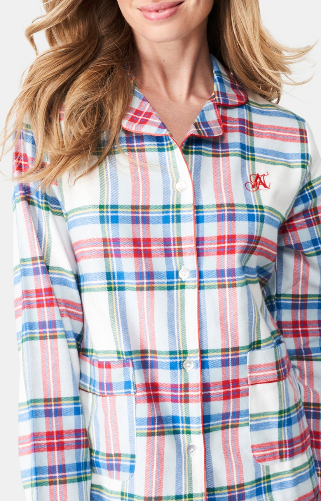Pyjama long boutonné Femme Logan Blanc et Ivoire 2