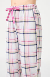 Pyjama chaud femme boutonné à carreaux rose 5