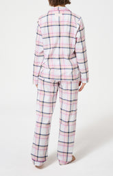 Pyjama chaud femme boutonné à carreaux rose 6