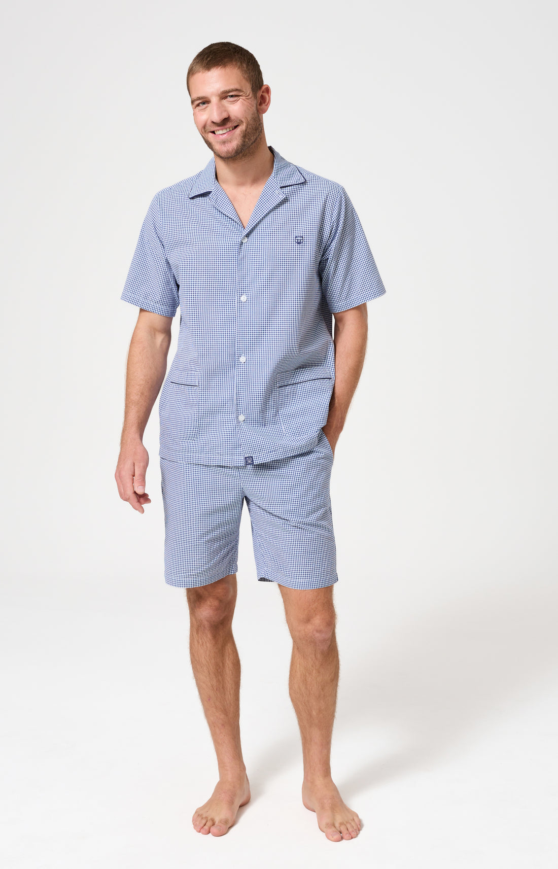 Pyjama Homme Vichy Manches courtes Imprimé petits carreaux 1