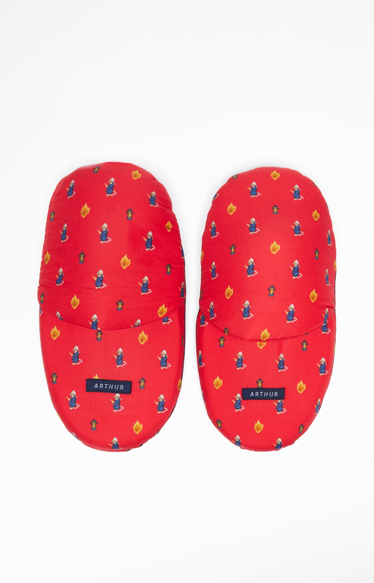 Pantoufles chaussons pompier rouge homme 1