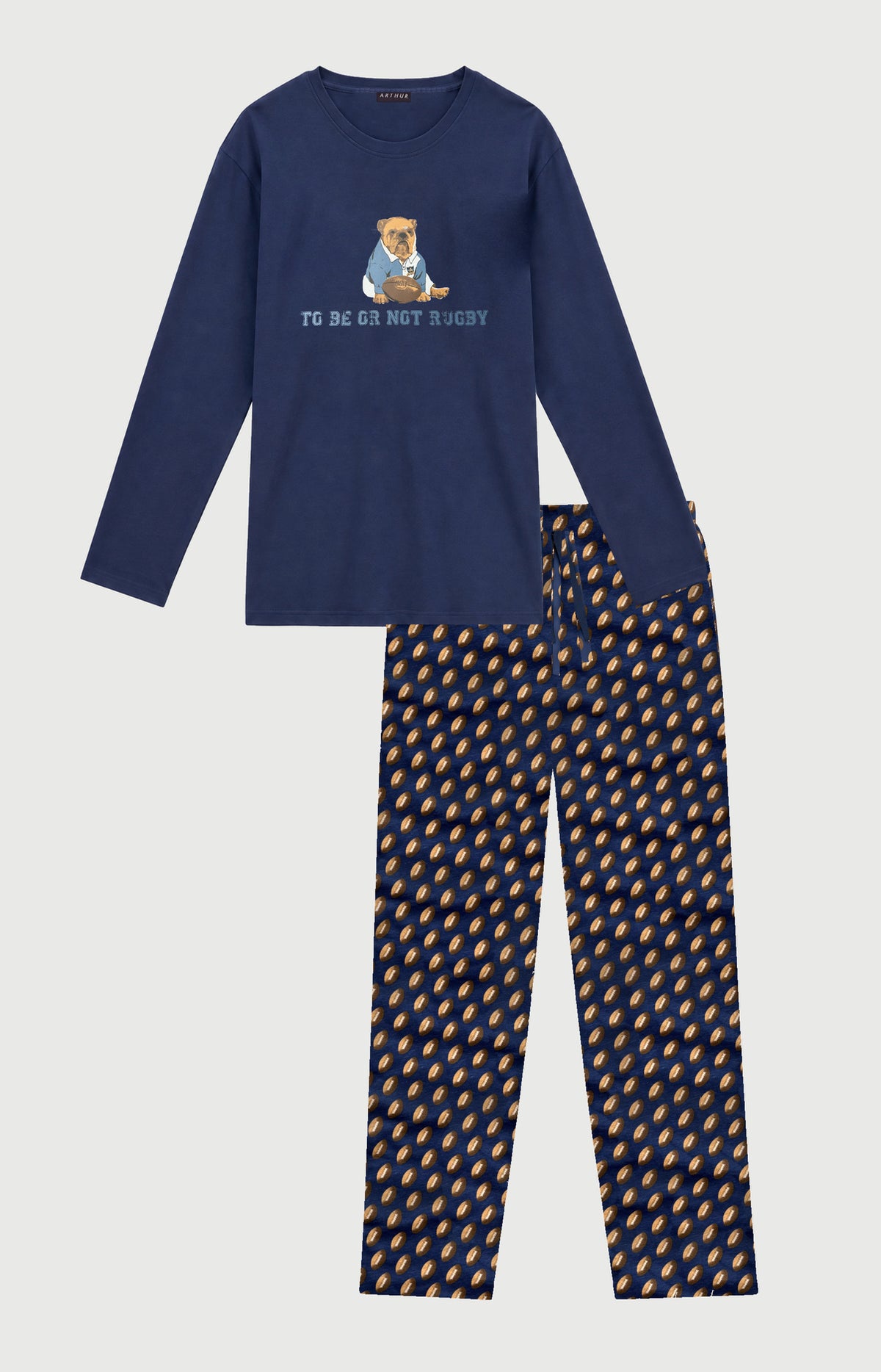 Pyjama en jersey de coton épais Homme To be or not rugby marine 3