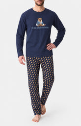 Pyjama en jersey de coton épais Homme To be or not rugby marine 1