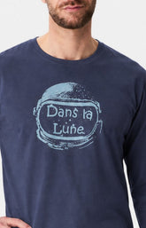 Pyjama en jersey de coton épais Homme Dans la lune nuit 2
