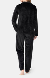 Pyjama long boutonné Femme Velvet chic Noir 6