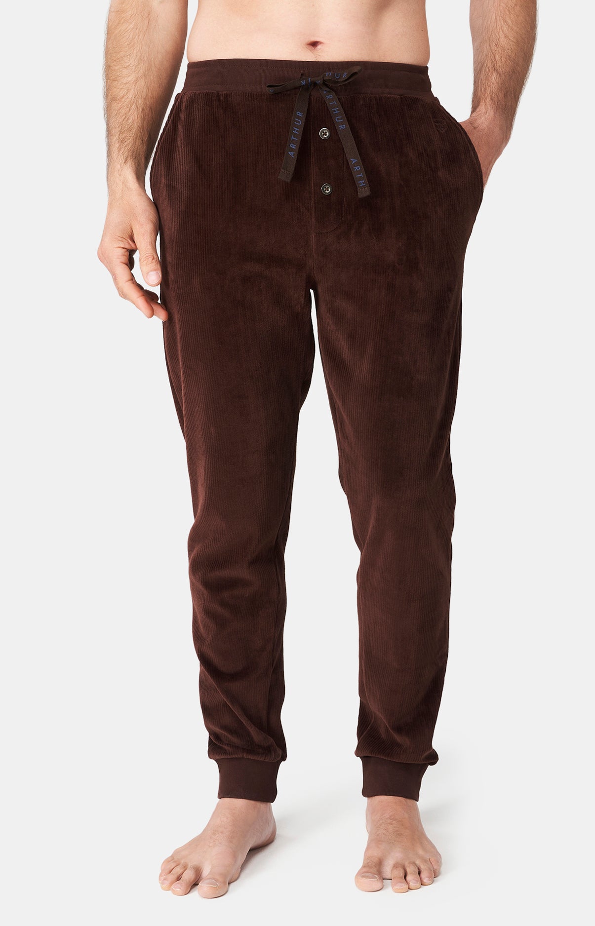 Pantalon Homme Velvet cotelé Beige et Marron 4