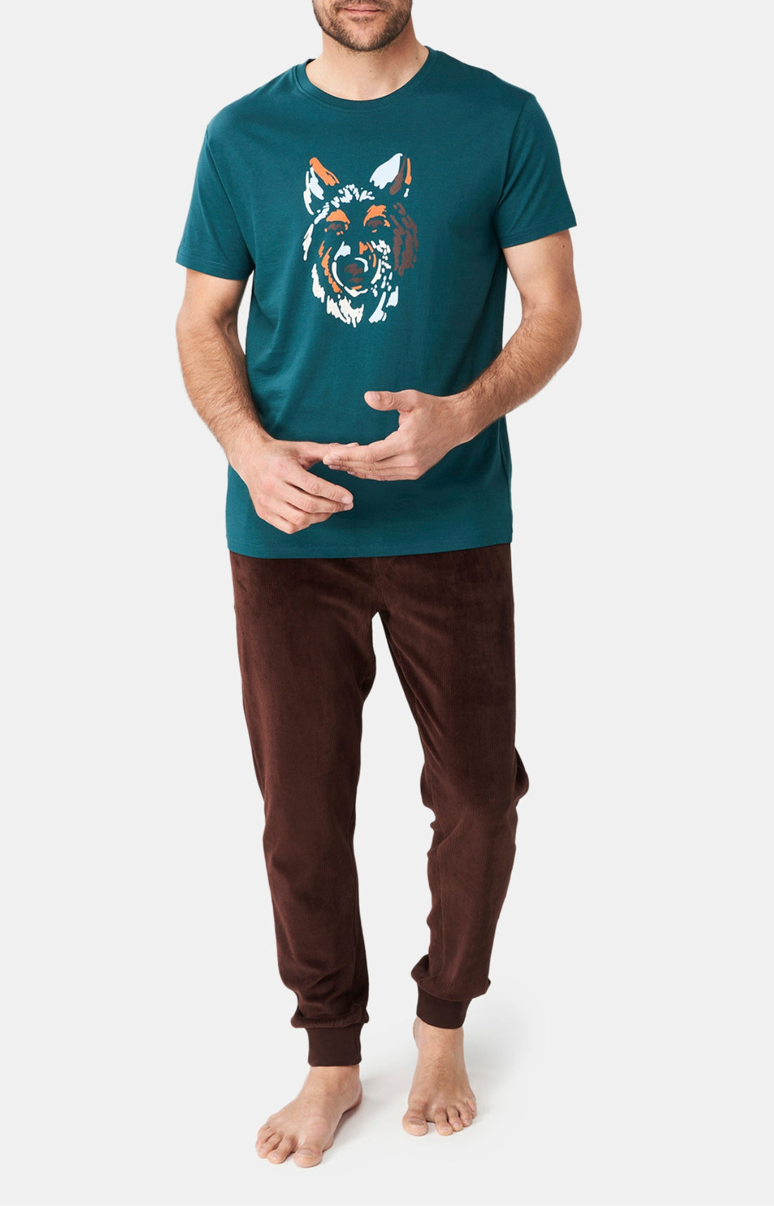 Pantalon Homme Velvet cotelé Beige et Marron 1