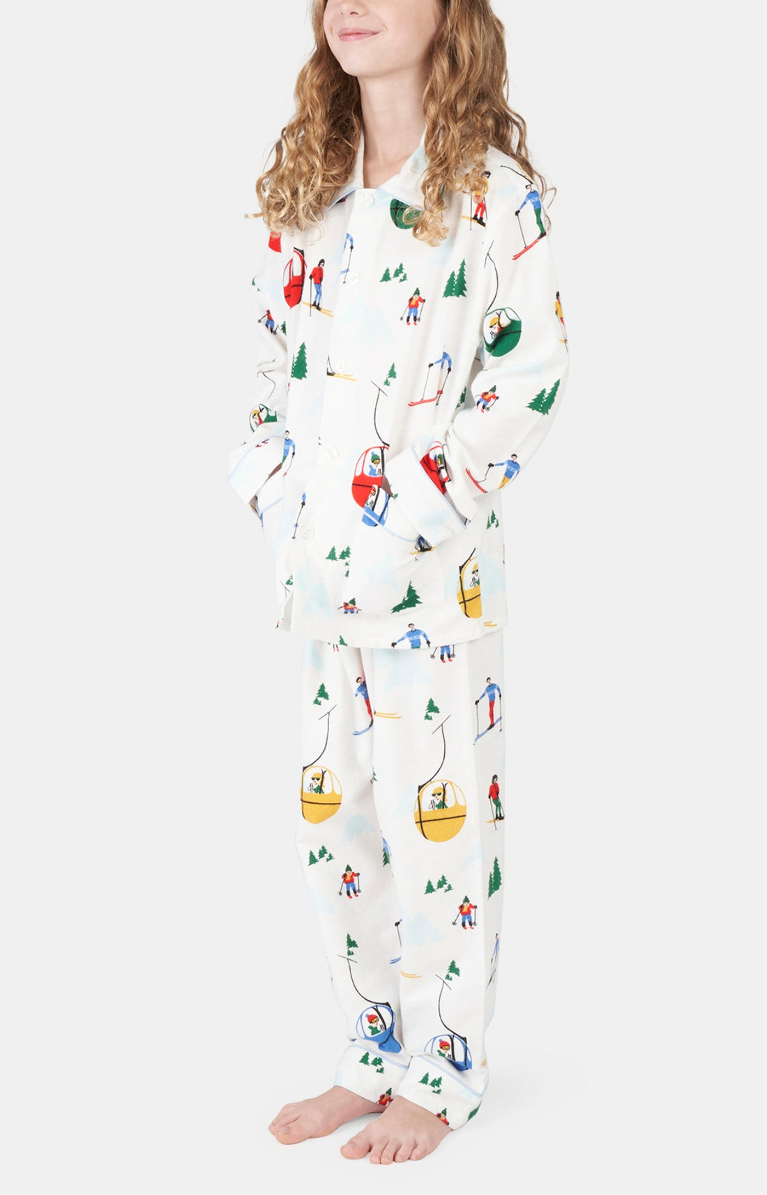 Pyjama long boutonné Enfant Mont Pyjama Blanc et Ivoire 1
