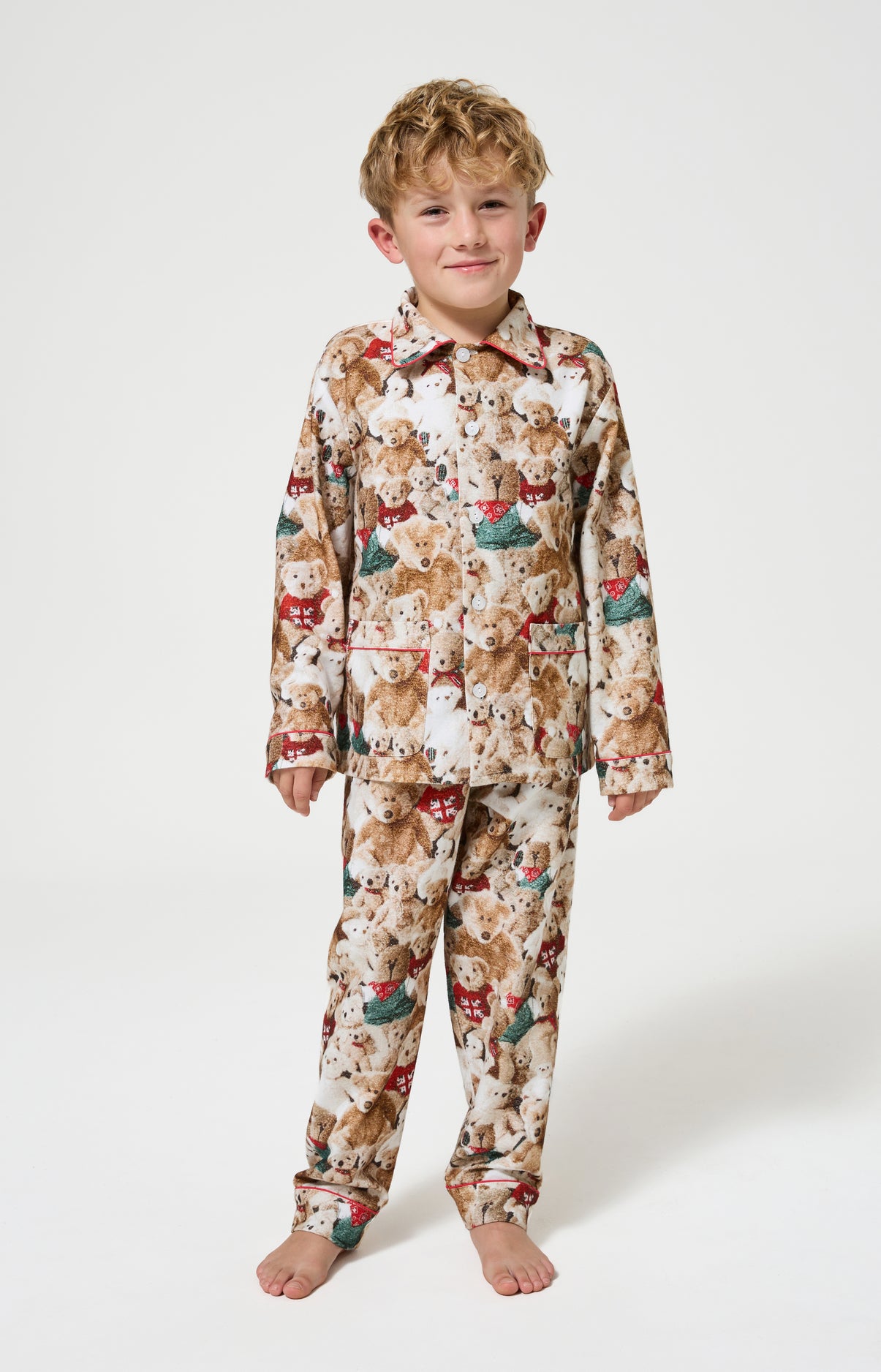 Pyjama chaud ours teddy enfant beige et marron 6